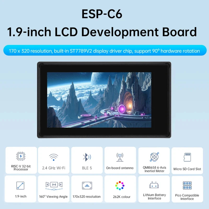 ESP32-C6 1.9-Inch LCD Screen D - огляд і ціна Esp32 C6